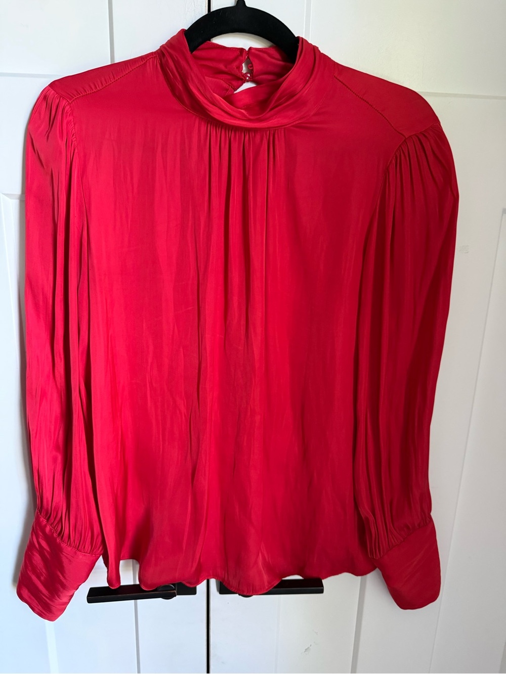 Like new Rachel ZoeRed Mock Neck Long-Sleeve Women's Blouse size S.
